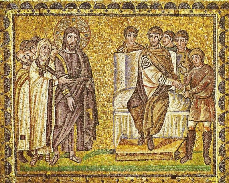 Ravenna Jezus Voor Pilatus 6e Eeuw