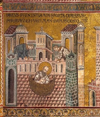 Paulus Vlucht Uit Damascus  12e13e Eeuw (mozaïek)