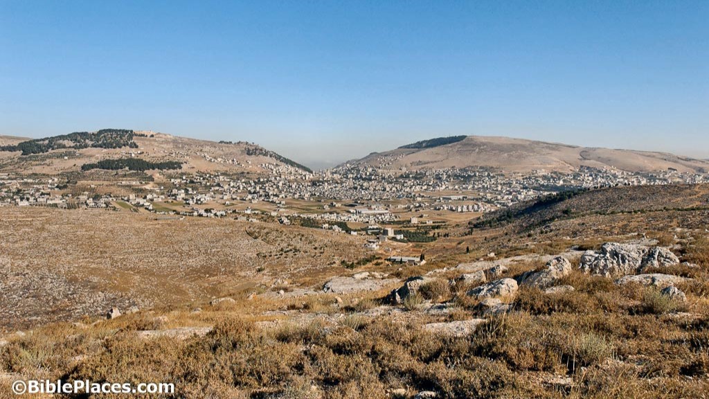 Mount Gerizim Shechem Mount Ebal From East Tb070507660
