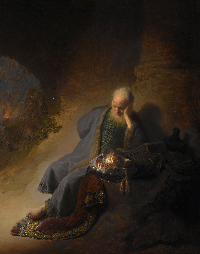 800px Rembrandt Harmensz. Van Rijn Jeremia Treurend Over De Verwoesting Van Jeruzalem Google Art Project (1)