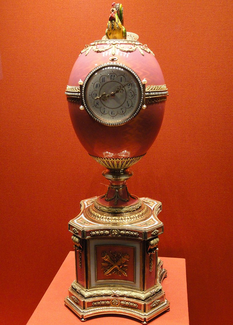 St Petersburg 2018 Hermitage General Staff Faberge Rotschild Clock Egg Cockerel (46530222592)