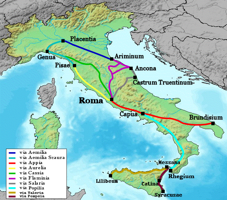 Wikimedia Commons Map Of Roman Roads In Italy